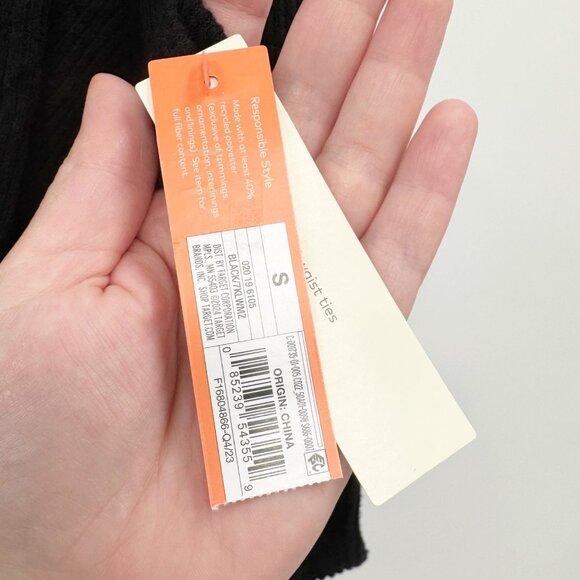 NEW Colsie Long Sleeve Cropped Ribbed Cozy Wrap Top - Black - Picture 10 of 10